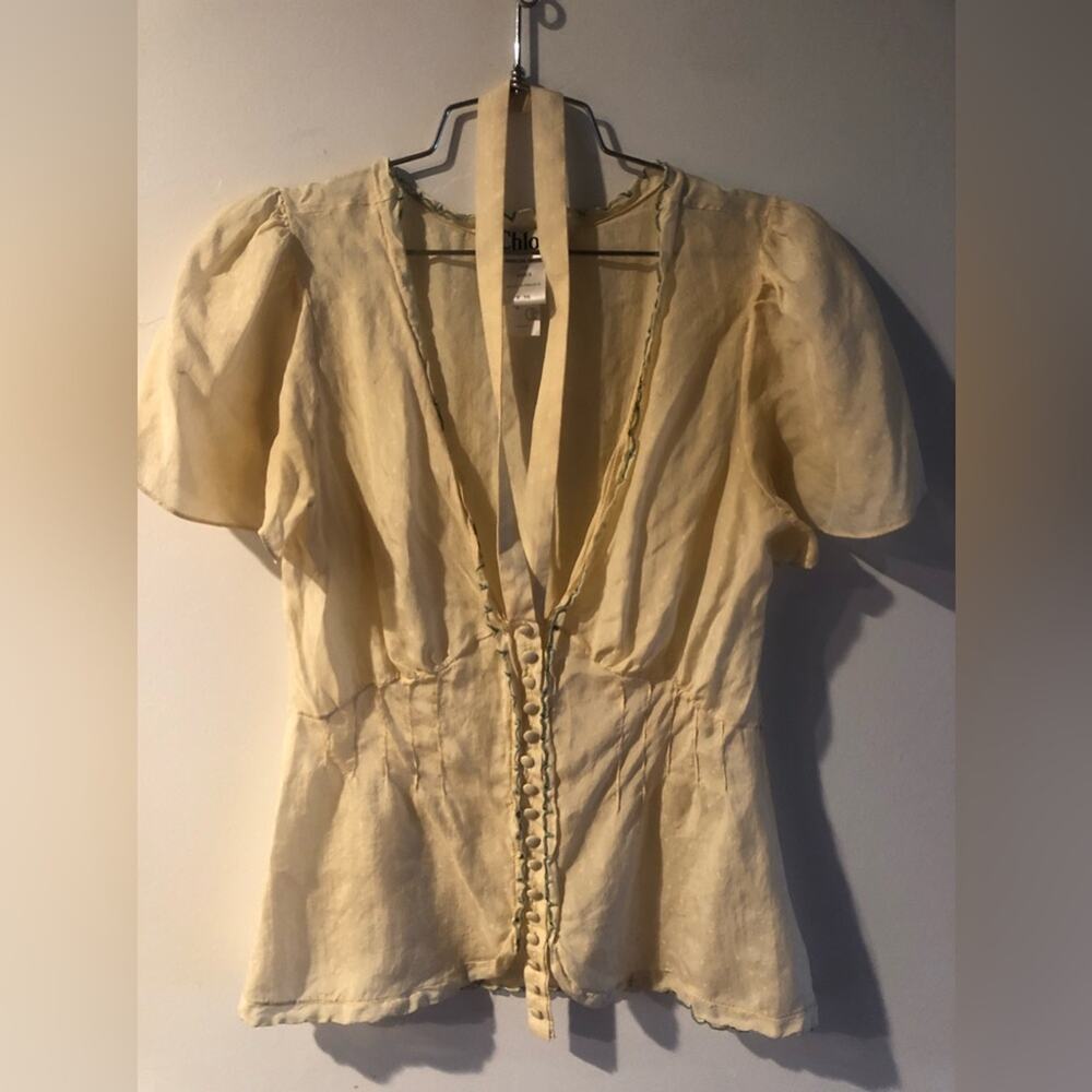 Vintage Chloe silk top low cut Buur toned with neck wrap